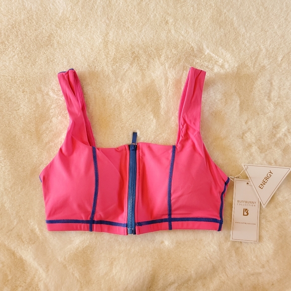 New Buff Bunny Dive Zip Sports Bra Miami Vice Pink H2O Sports Bra Size Medium - Picture 7 of 16